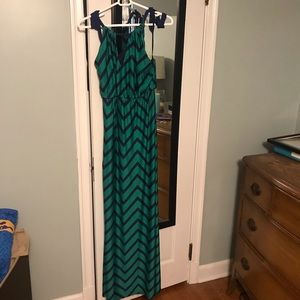 Chevron Blue/Green Halter Dress
